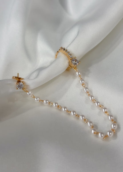 Arete con cadena de Perlas