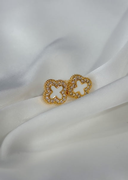 Aretes mini trebol perla