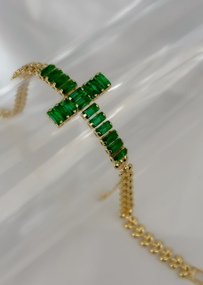 Pulsera cruz de zirconias