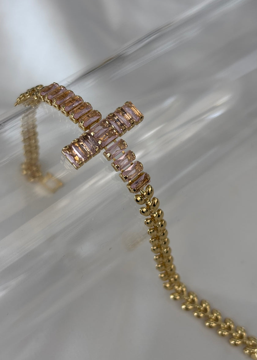 Pulsera cruz de zirconias