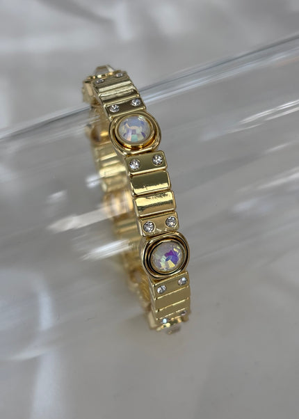 Pulsera dorada con zirconias grandes