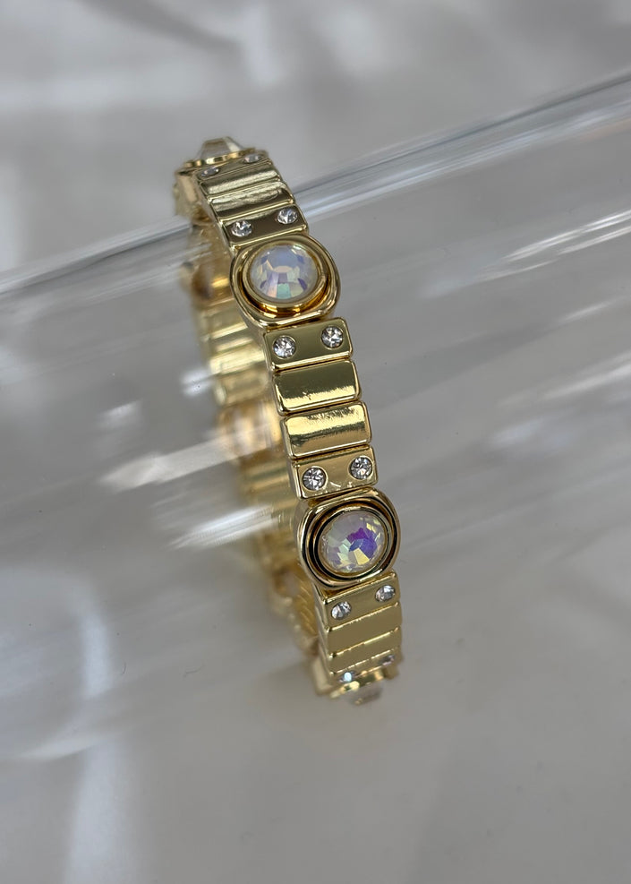 Pulsera dorada con zirconias grandes