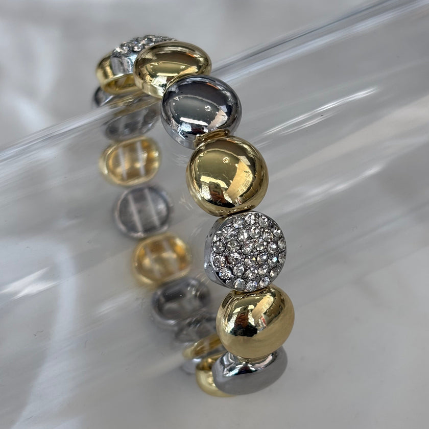 Pulsera bicolor de circulos grande y zirconias