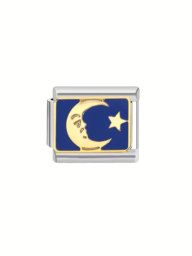 Charm luna con estrellas azul