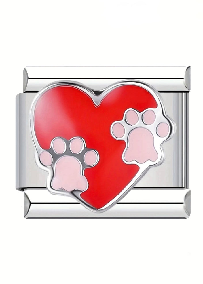 Charm corazón con huellitas