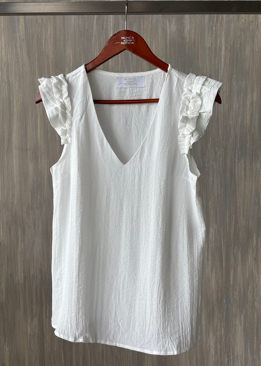 Blusa manga con olanes