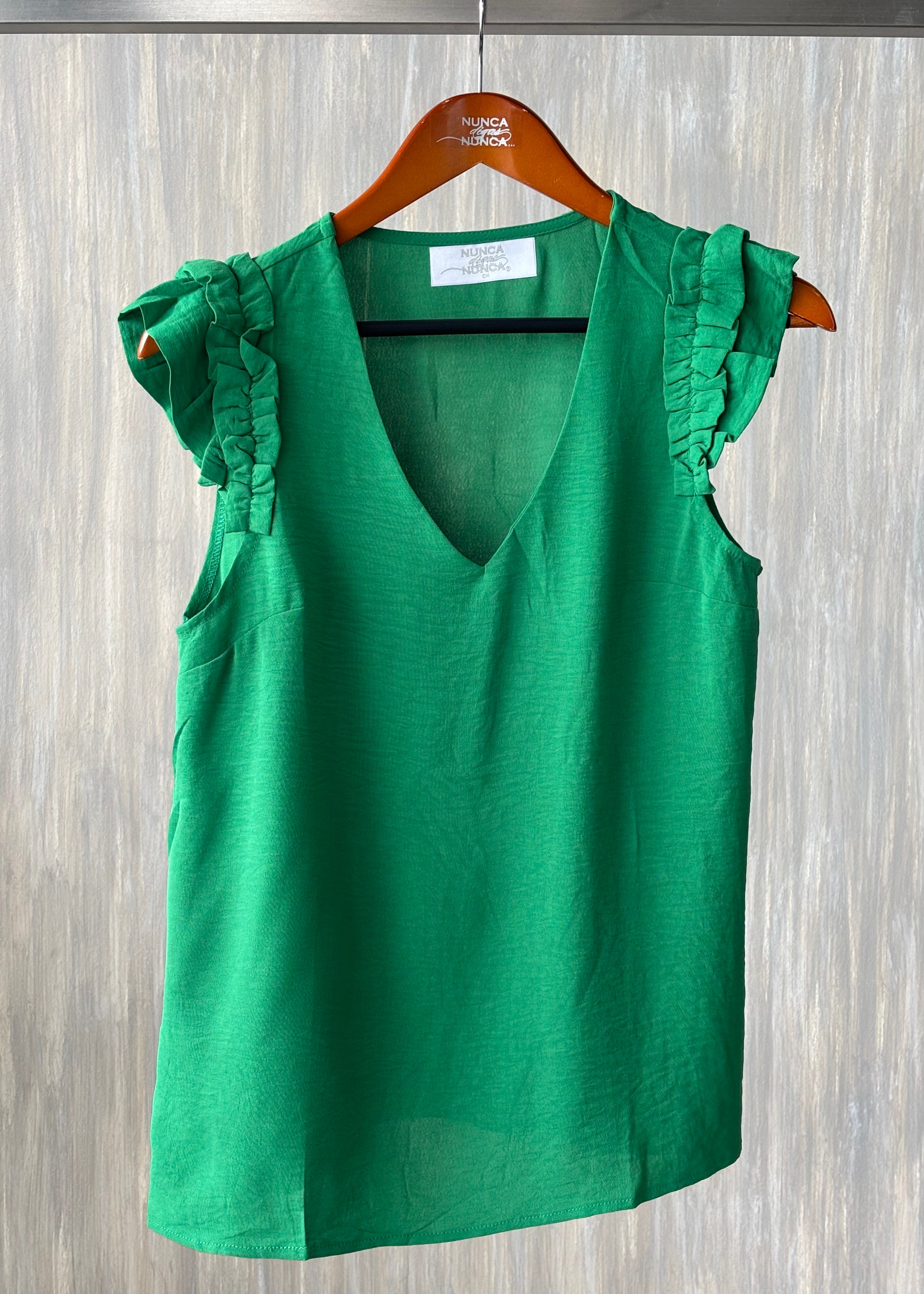 Blusa manga con olanes