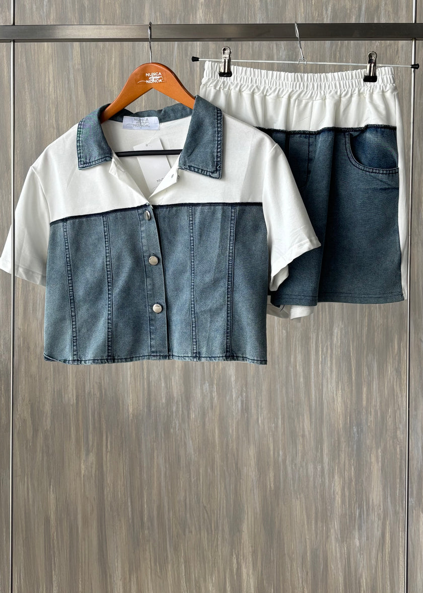 Conjunto mezclilla bicolor