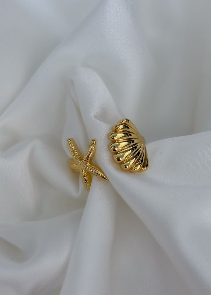 Anillo Estrella y concha de mar