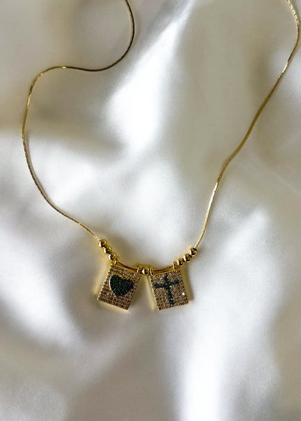 Cadena corazón y cruz