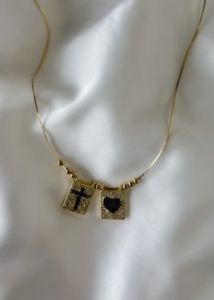 Cadena corazón y cruz