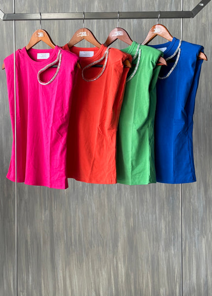 Playera hueco con brillos