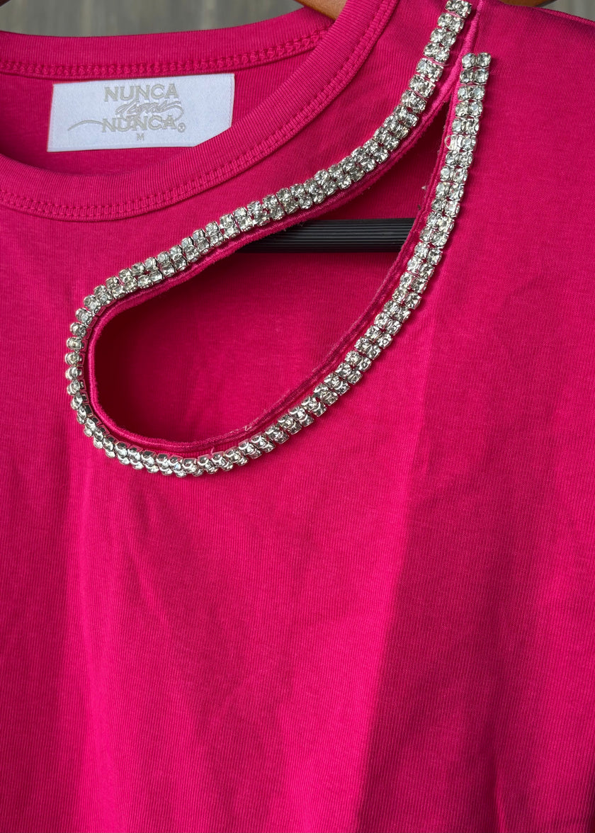 Playera hueco con brillos