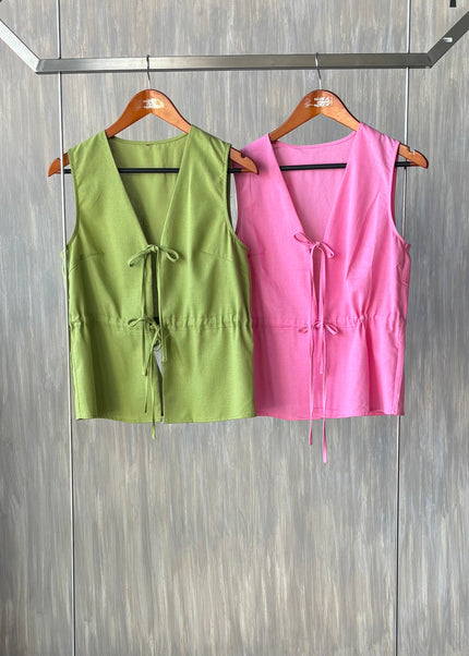 Blusa de lino manga cero
