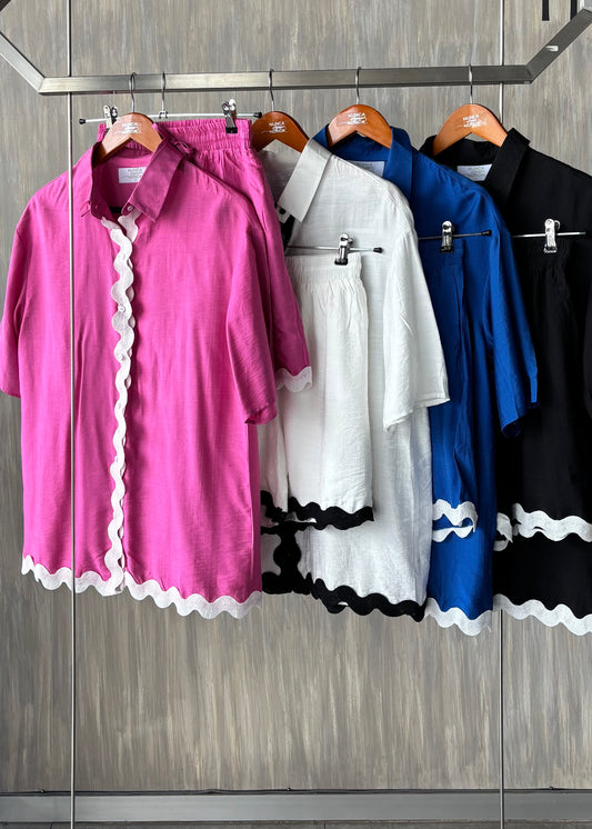 Conjunto blusa y short con olanes