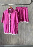 Conjunto blusa y short con olanes