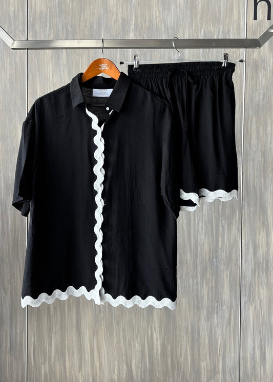 Conjunto blusa y short con olanes