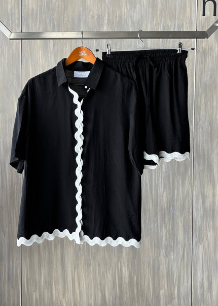 Conjunto blusa y short con olanes