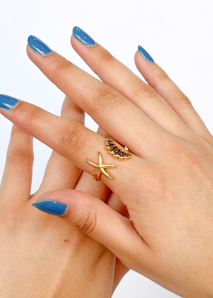 Anillo Estrella y concha de mar