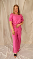 Conjunto pantalón y blusa con elástico