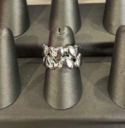 Anillo corazones plateado