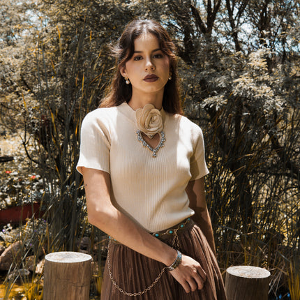 Playera corazón con flor