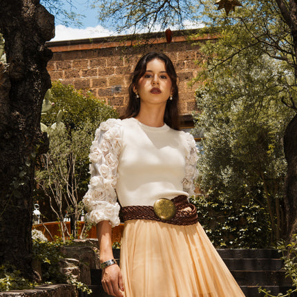 Blusa manga flores