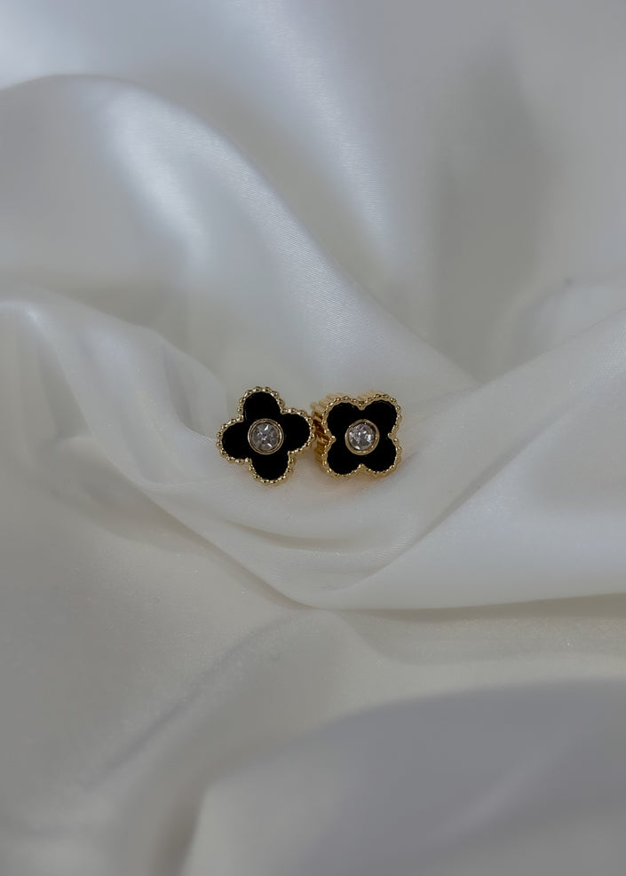 Aretes trébol con brillo