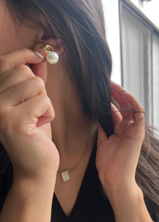 Aretes doble círculo con Perla