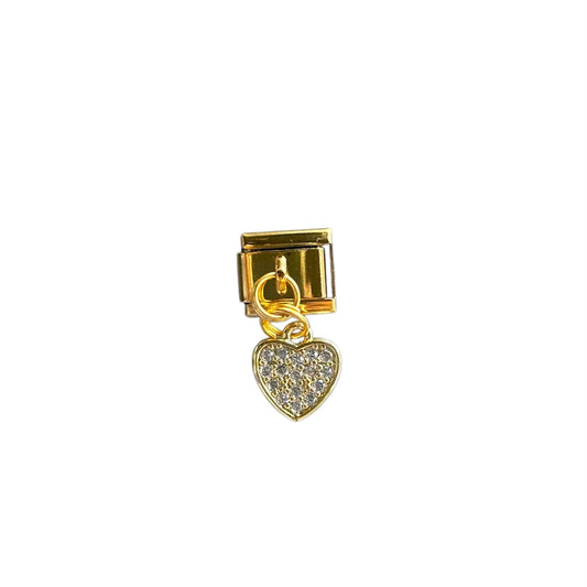 Charm con dije corazon brillitos