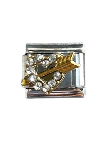 Charm corazón flechado con brillos