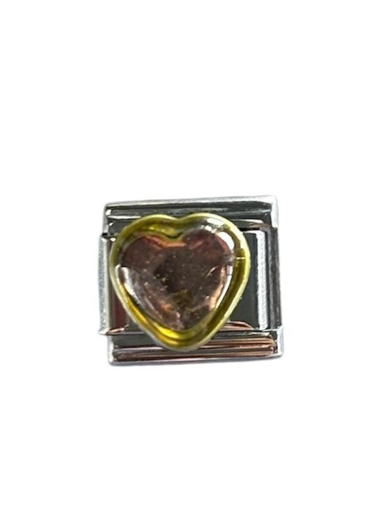 Charm piedra corazón rosa