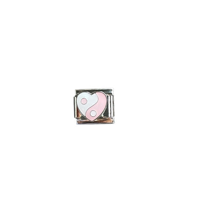 Charm corazón ying yang rosa