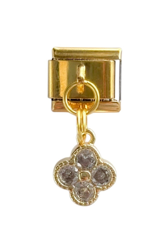 Charm con dije flor con brillos