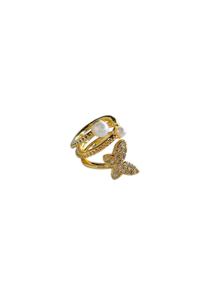Earcuff mariposa con perlas