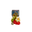 Charm con dije fresa y flor