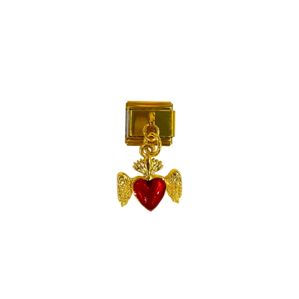 Charm con dije corazón con alas