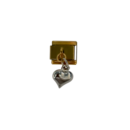 Charm con dije corazón globo plateado