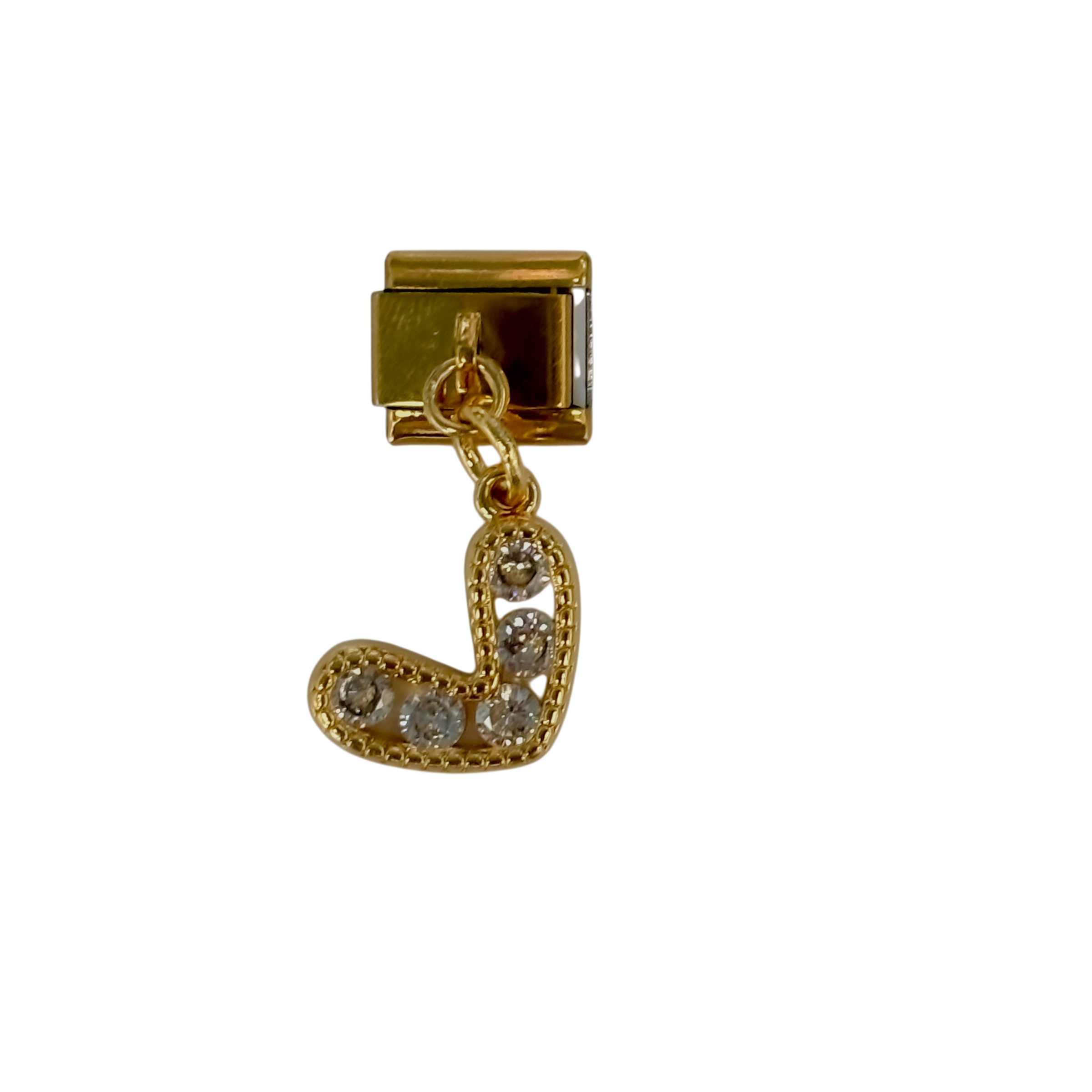 Charm con dije corazón dorado y brillos