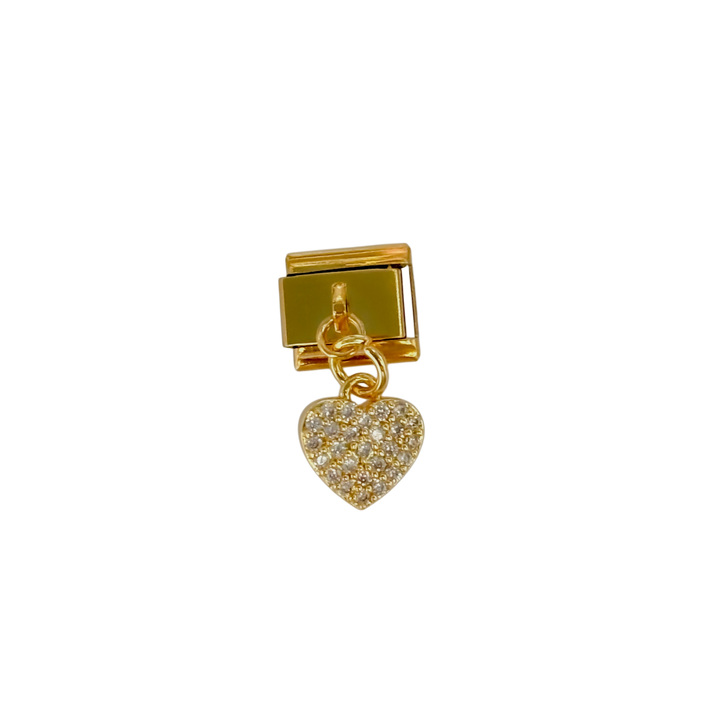 Charm con dije corazón brillos