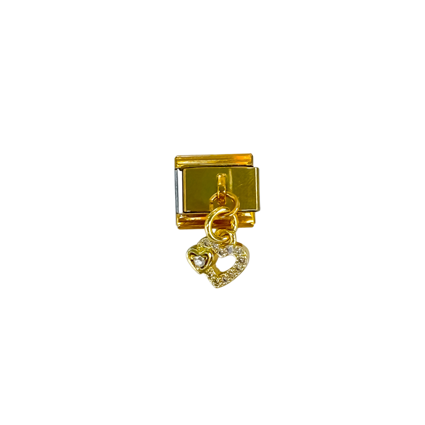 Charm con dije corazones dobles