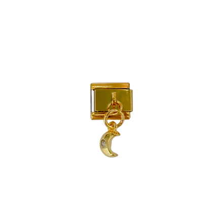 Charm con dije luna y brillito dorado