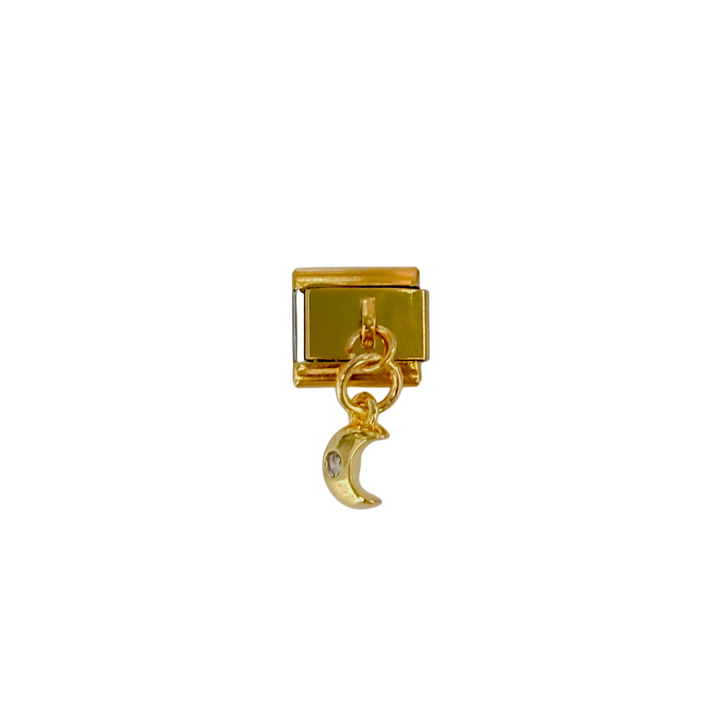 Charm con dije luna y brillito dorado