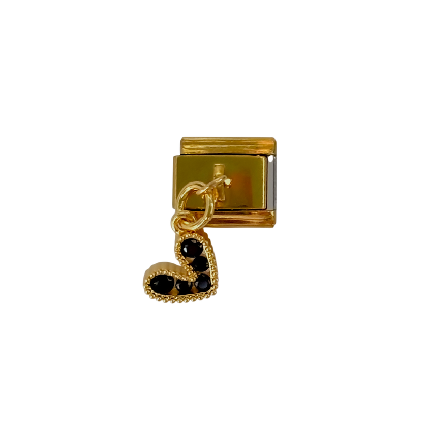 Charm con dije corazon piedras colores