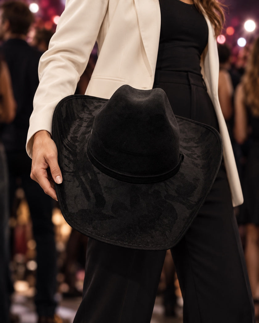 Sombrero western negro liso