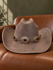Sombrero western taupe con medallones dorados