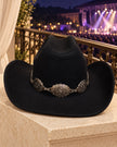 Sombrero western negro con medallones florales grabados