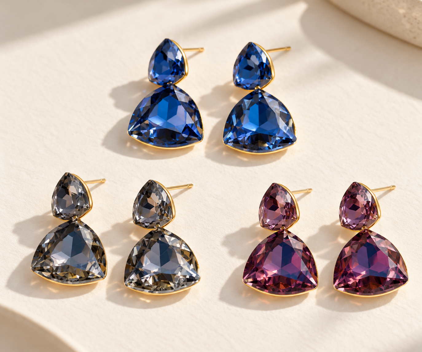 Aretes NDN8683 azul gris y morado